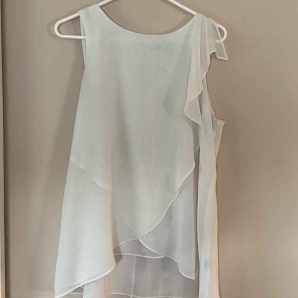 Jenifer Lopez Large White Sheer Sleeveless Blouse Zipper Back - Picture 1 of 4